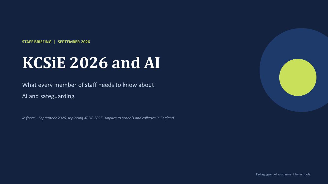 Cover of the KCSiE 2026 and AI staff briefing